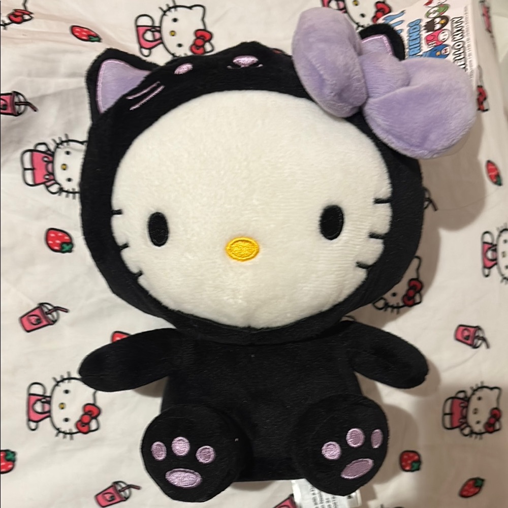Hello Kitty Plush Toy - Black and Purple